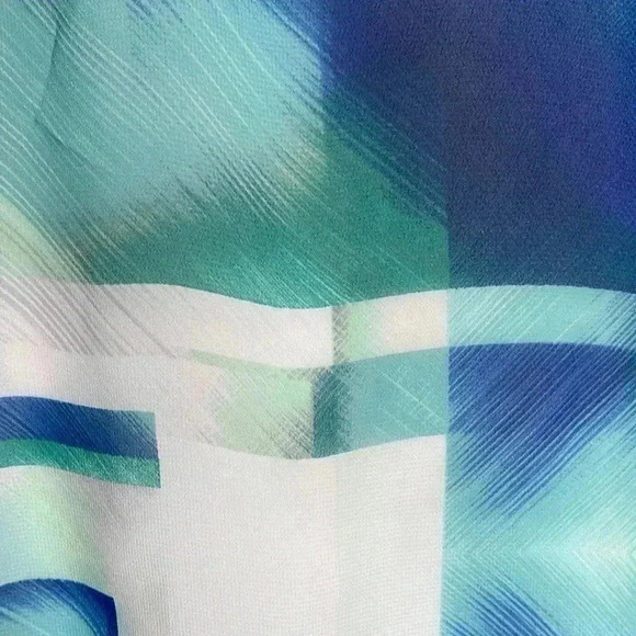 a.n.a Blue and White Rolled Tab Sleeve Sheer Blouse​​ - Picture 3 of 8